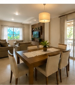 Sala de estar e jantar em uma residência sênior